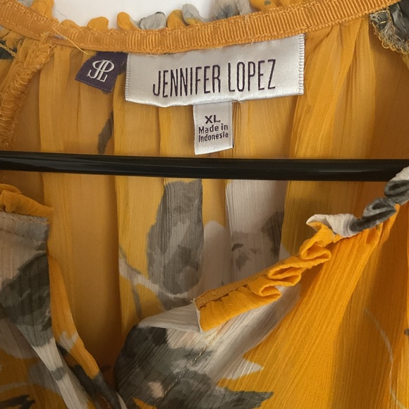 Jennifer Lopez Mustard Floral Blouse - Picture 3 of 5